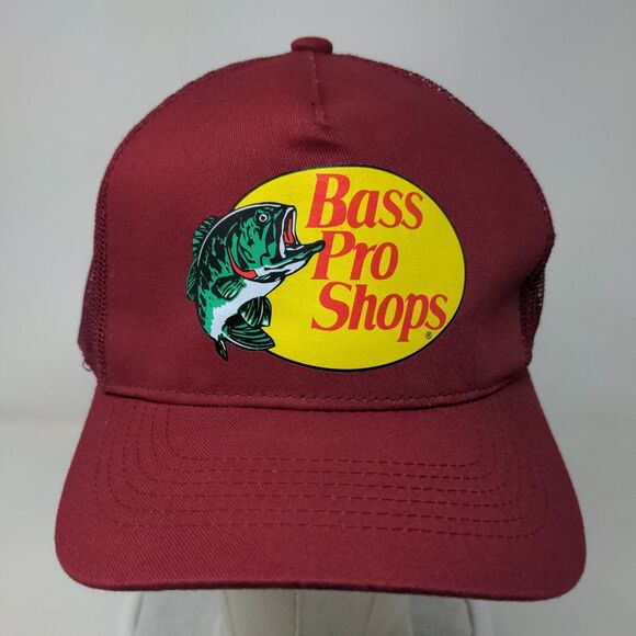 Bass Pro Shops Snapback Mesh Back Trucker Hat Red OSFM Gone Fishing - Picture 2 of 8